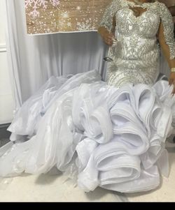 White Rhinestone Mermaid Wedding Gown