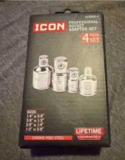 Icon Professional Socket Adapter Set 4-Piece Chrome Moly Steel A123US-4