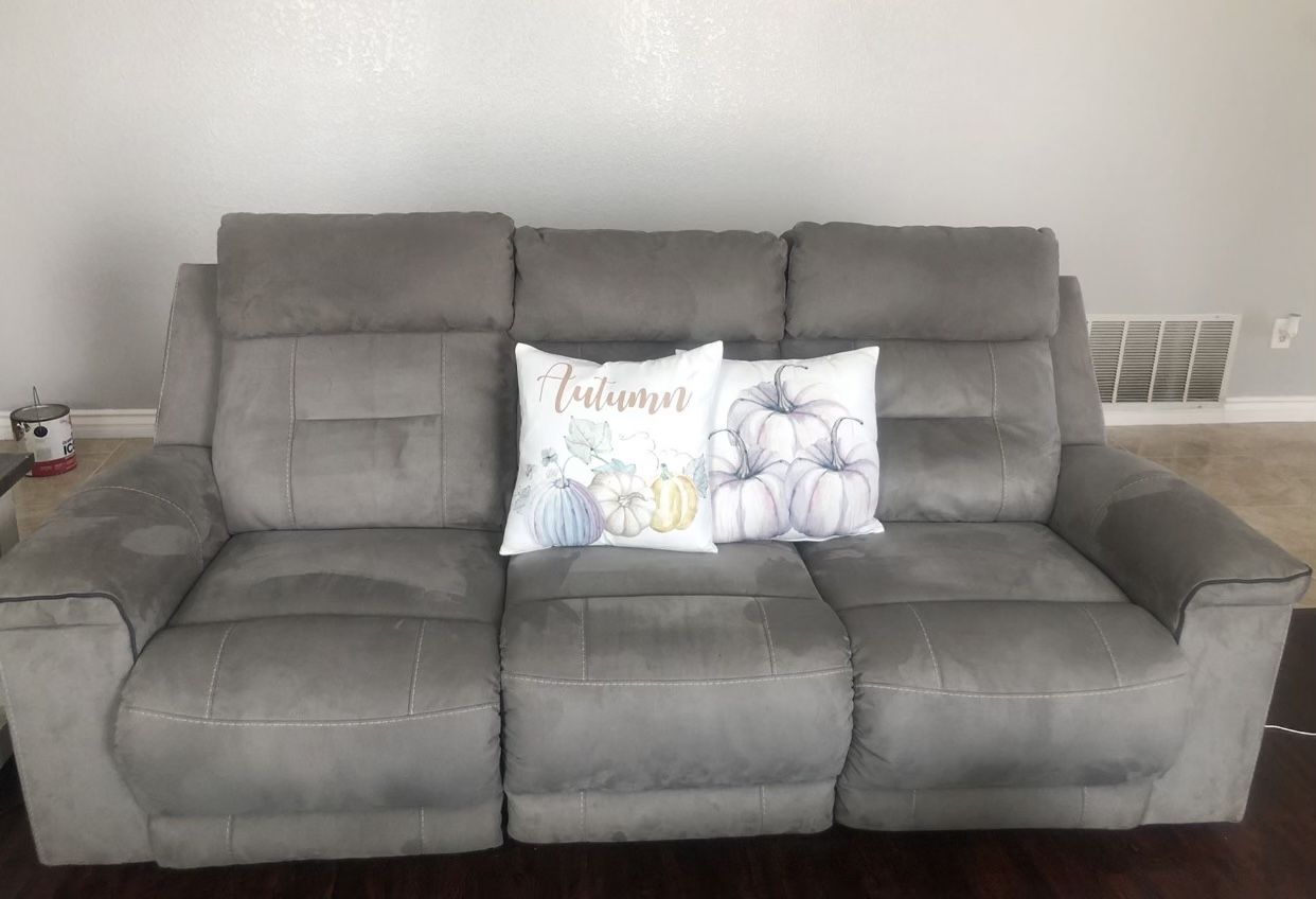 Grey Suede Couches
