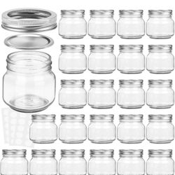 KAMOTA Mason Jars 8 oz With Regular Silver Lids and Bands, Ideal for Jam, Honey, Wedding Favors, Shower Favors, DIY Spice