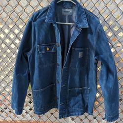 CARHARTT WIP MICHIGAN CHORE COAT XL BLUE STONE WASHED UNLINED TRIPLE SEAMS