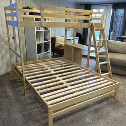 Twin Over Full Bunk Bed with Built-in Desk