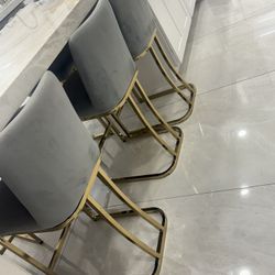 8 Bar Stools 24" Counter Height Barstools with Back, Modern Velvet Bar Stool for Kitchen Island, Upholstered Pub Stools with Footrest Island