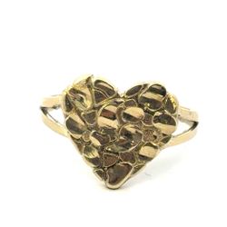 Woman’s Ladies 10k Yellow Gold Nugget Heart Ring Size 9.5 GP3127021