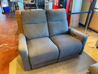 Blue/Grey Upholstery Power Reclining Loveseat