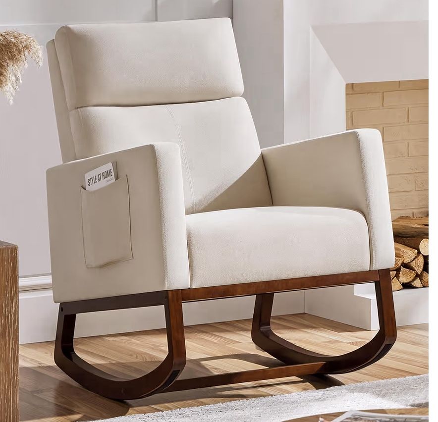 Yaheetech Beige Modern Rocking Chair/Glider