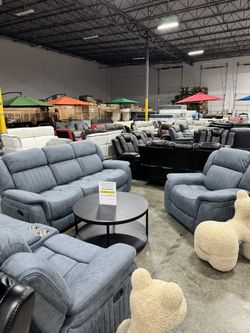 Premium Blue Living Room 3Pcs Living Room Set