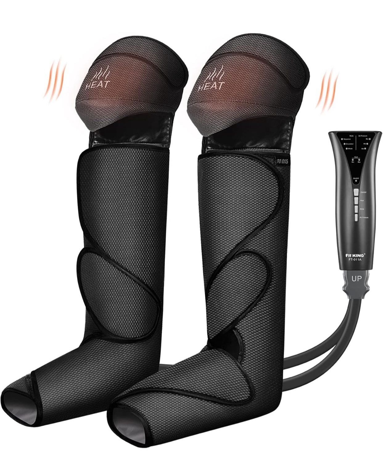 Foot and Leg Massager for Circulation and Pain Relief with Knee Heating Therapy - Handheld Controller 3 Modes 3 Intensities - FSA HSA Eligible
