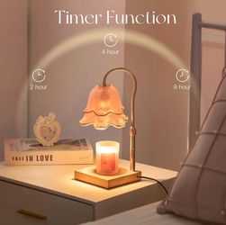 Warmer Lamp Gift Set with Timer, Pink Floral Glass Shade