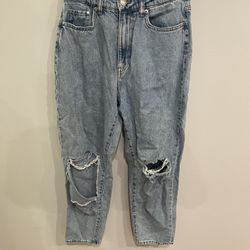 & Denim H&M Loose Mom Jeans Women's Size 4 Blue Ultra High Waist Ankle Length