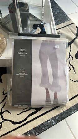 White Costume Pants with Feather Trim