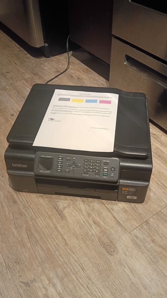 Brother MFC- J475dw Work Smart Series Color Inkjet All-In-One Tested Works Well needs ink