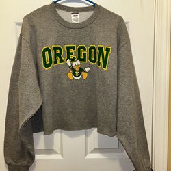 Vintage Oregon Disney Cut Off Grey Sweatshirt 