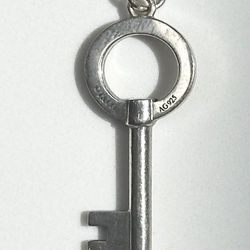 Authentic Tiffany & Co Sterling Silver Key Pendant 