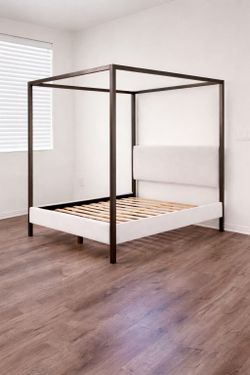 Full Size Canopy Bed Frame with Four Post Metal Frame