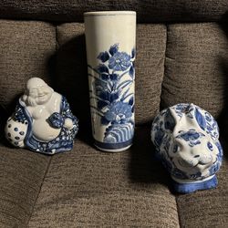 Blue And White Bunny/Budha/Flower Vase