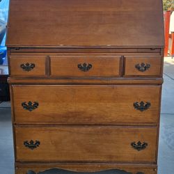 Vintage Solid Wood Secretary Desk Dresser 