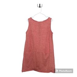 Nuthatch 100% LINEN Dress Womens LARGE RED Sleeveless Shift Dress