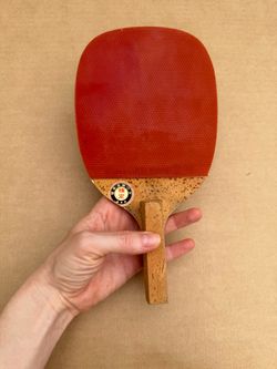 1970s Vintage Nittaku Blue Ribbon Penhold Table Tennis Paddle Japan w/ Case