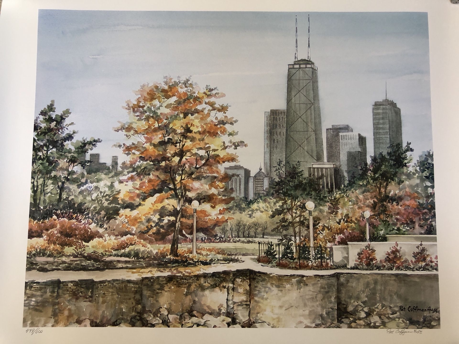 Chicago autumn watercolor by Pat Coffman Huss