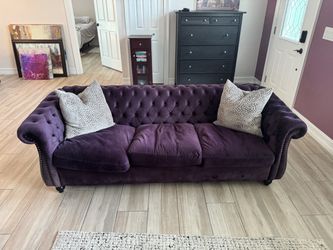Purple Velvet Chesterfield Tufted Sofa