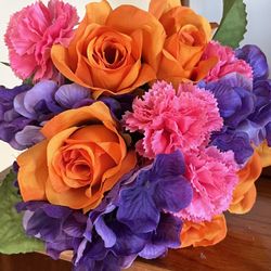 Hot Pink Orange Purple beach tropical prom wedding bridal bouquet