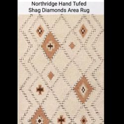 Brand New Threshold  7" X 10 " Northridge Hand Tuffed Shag Diamonds Area Rug 