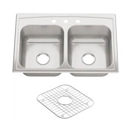 KOHLER Toccata Drop-In Stainless Steel 33 in. 3-Hole Double Bowl Kitchen Sink