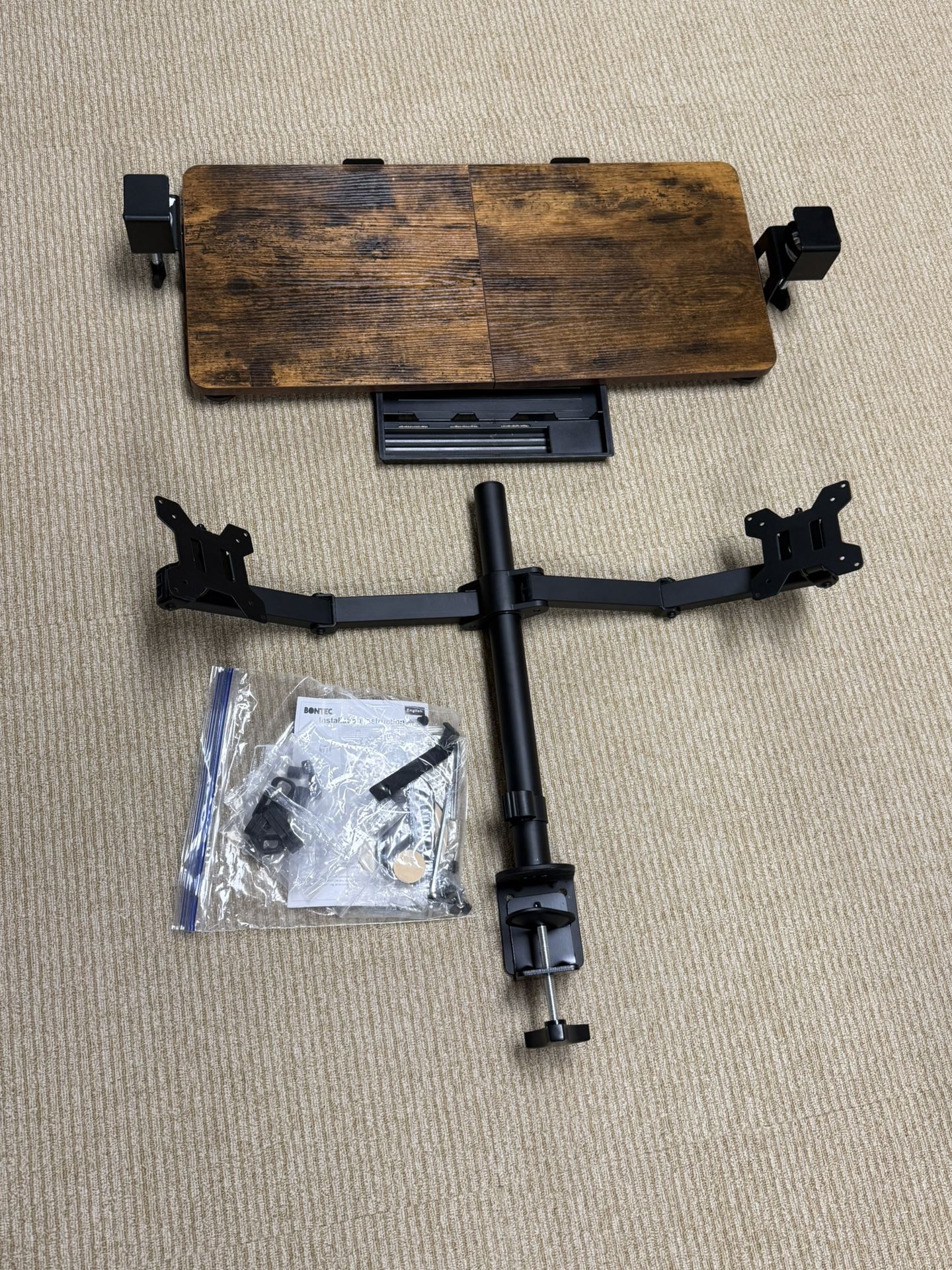 Dual Monitor Stand and Keyboard Tray