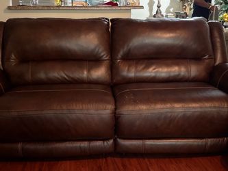 Brown Leather Reclining Sofa