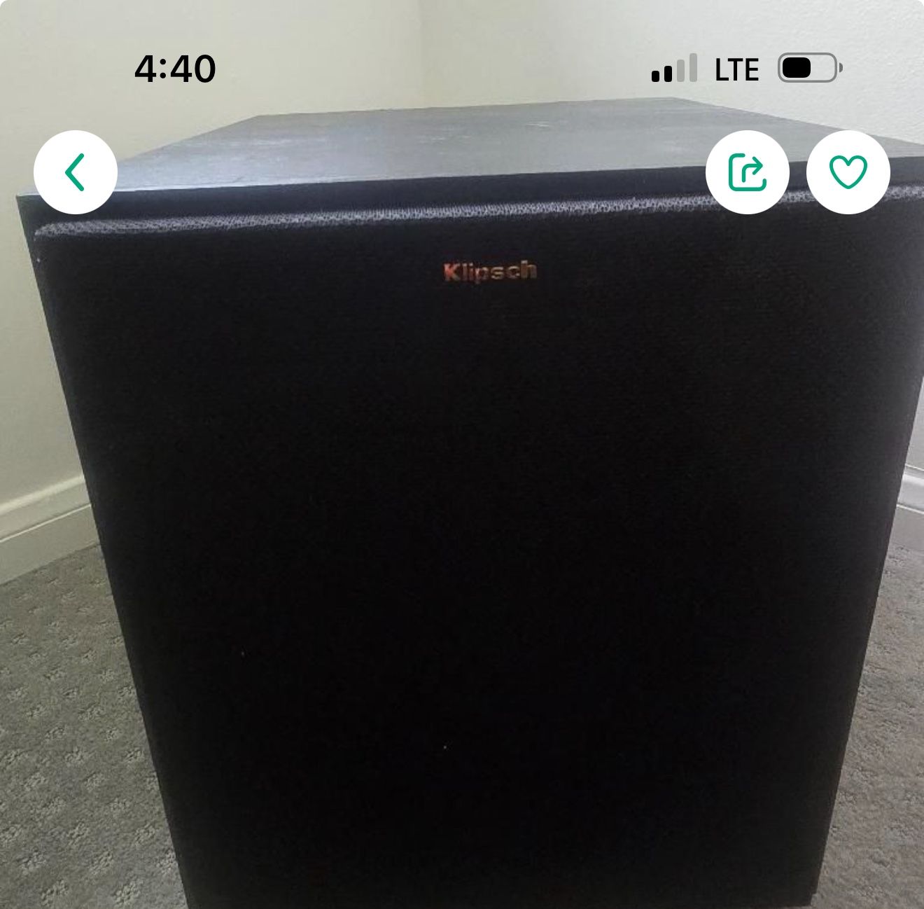 Klipsch Subwoofer PRICE DROPPED FOR QUICK SALE limited Time