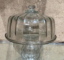 Vintage Glass pedestal stand and dome lid