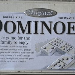 Double Nine Tournament Dominoes Set 55 in Tin Box Complete Game 