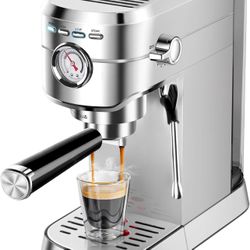 CASABREWS Espresso Machine 20 Bar, Professional Espresso Maker with Milk Frother Steam Wand, Compact Coffee Machine with 34oz Removable Water Tank