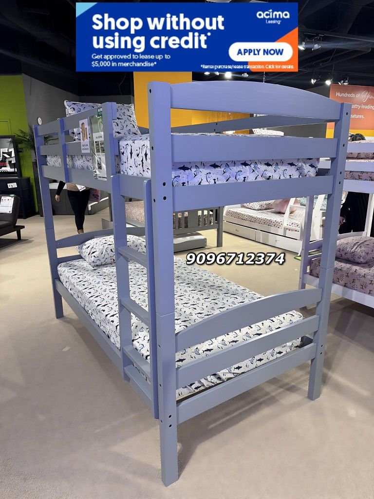 Twintwin Grey Plain Wooden W Orthopedic Matres!!!!