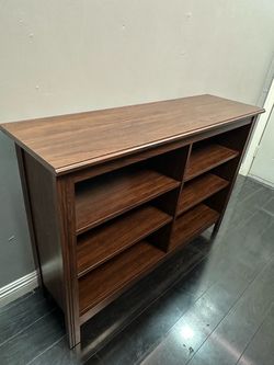 Wide Wood Bookcase with Open Shelves