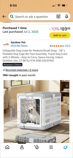 Collapsible Dog Crate, almost brand new