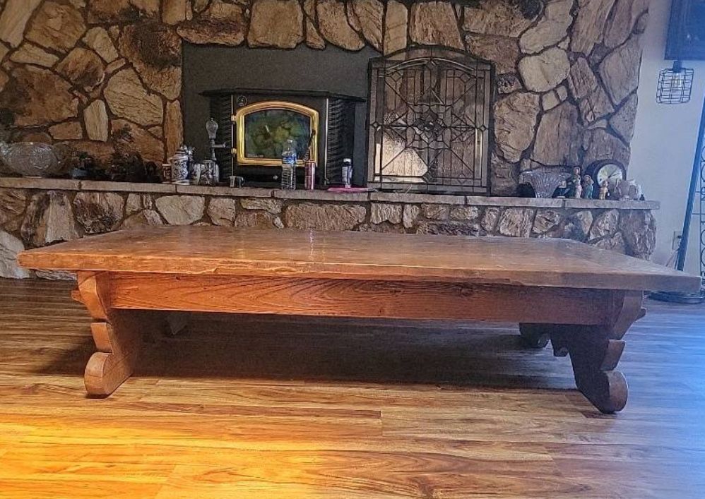 Heavy Carved Solid Wood Coffee Table