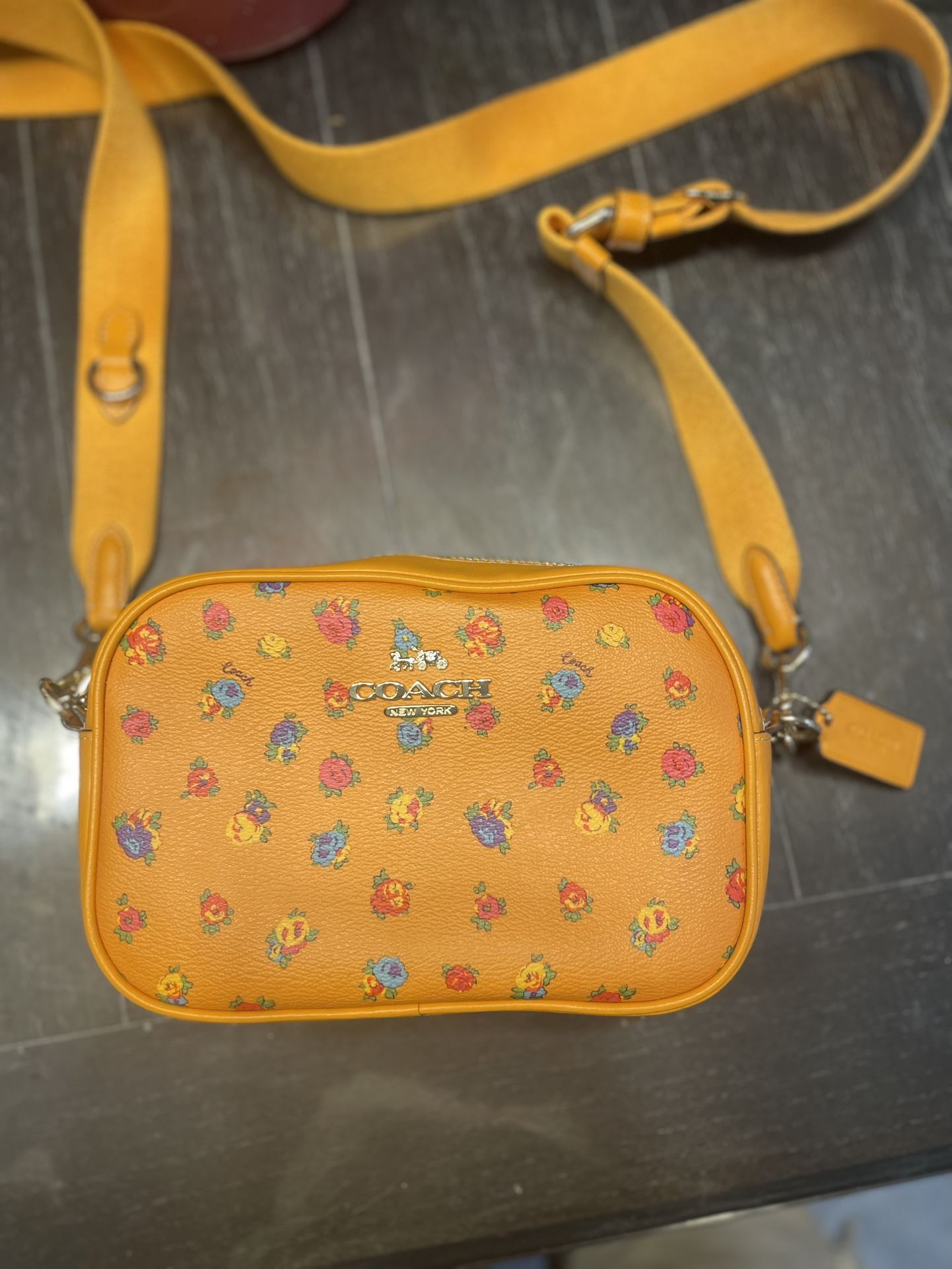 New Coach Bag " Orange Floral Coach Mini Jamie Camera Bag.