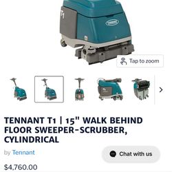 tenant T1 15” walk behind floor sweeper scrubber cylindrical 