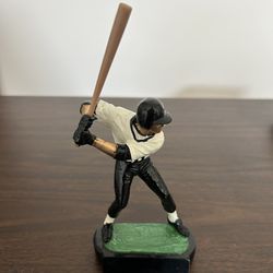 Baseball Black And White Uniform 6 Inch Trophy Resin W/ Removable Bat
