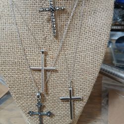 Silver Cross Pendant Necklaces