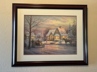Thomas Kinkade “Memories of Christmas” Framed Numbered Print – Double Matted – 28x34