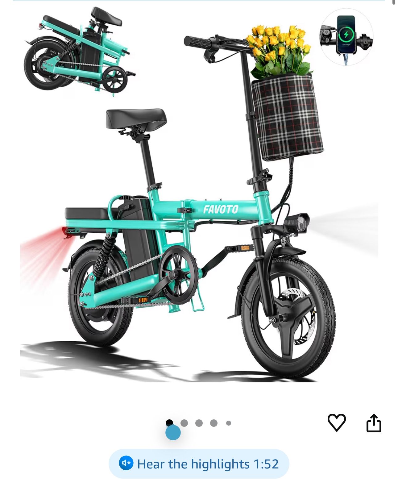 FAVOTO folding electric bike- only Ridden Three Times