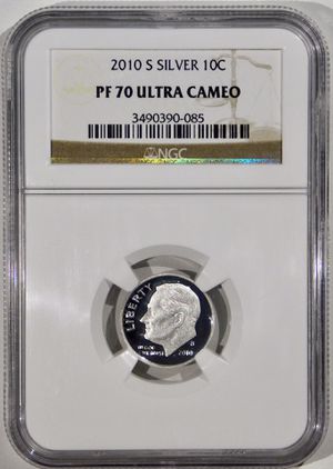 Photo 2010-S Roosevelt Dime Silver Proof NGC PF-70 Ultra Cameo