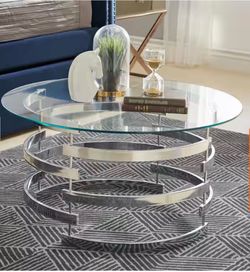 Modern Glass Coffee Table – Chrome Base – Minor Wobble