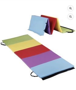 ZenSports Folding Gymnastics Exercise Mat Portable Tumbling Mat Activity Play Mat 5 Panel Rainbow
