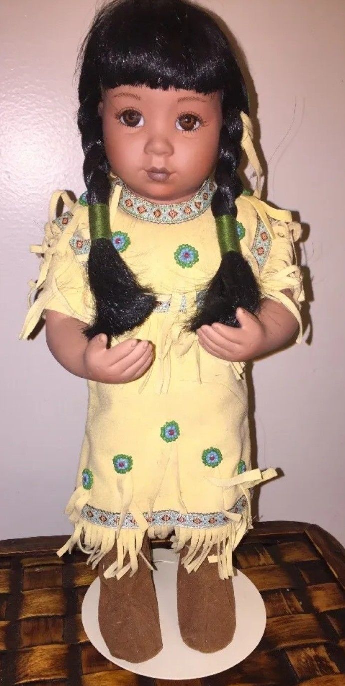     MARKED TO SELL! Vintage Native American Porcelain Doll 