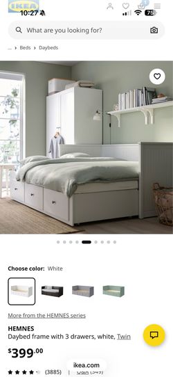 IKEA HEMNES Daybed frame with 3 drawers, white, Twin
