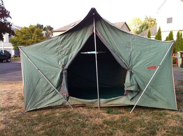 vintage coleman canvas tent